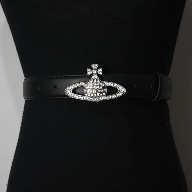 Women Black Sparkling Diamond Saturn Belt