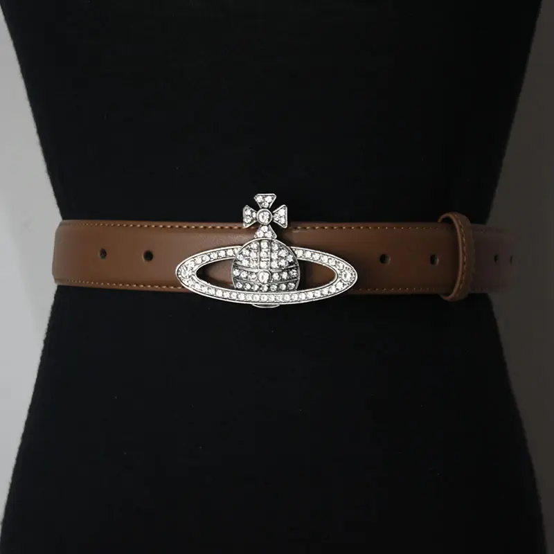 Women Black Sparkling Diamond Saturn Belt