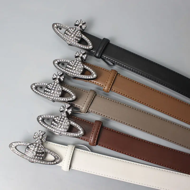 Women Black Sparkling Diamond Saturn Belt
