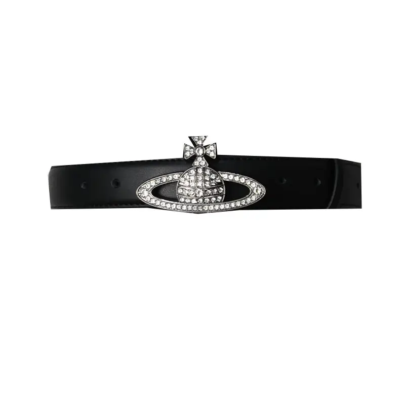 Women Black Sparkling Diamond Saturn Belt