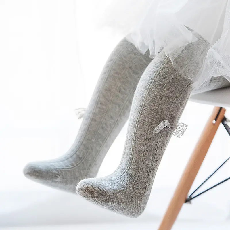 Girls' Knitted White Thigh High Socks Spring Autumn