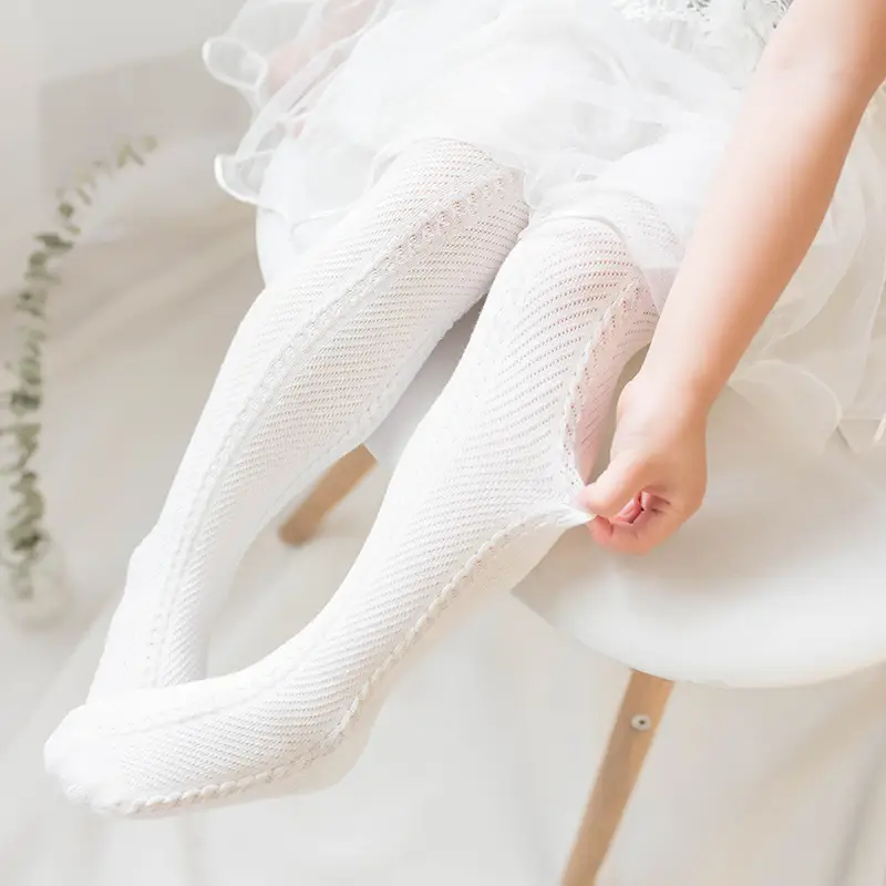 White Mesh Pantyhose for Girls 6-12M Spring Summer
