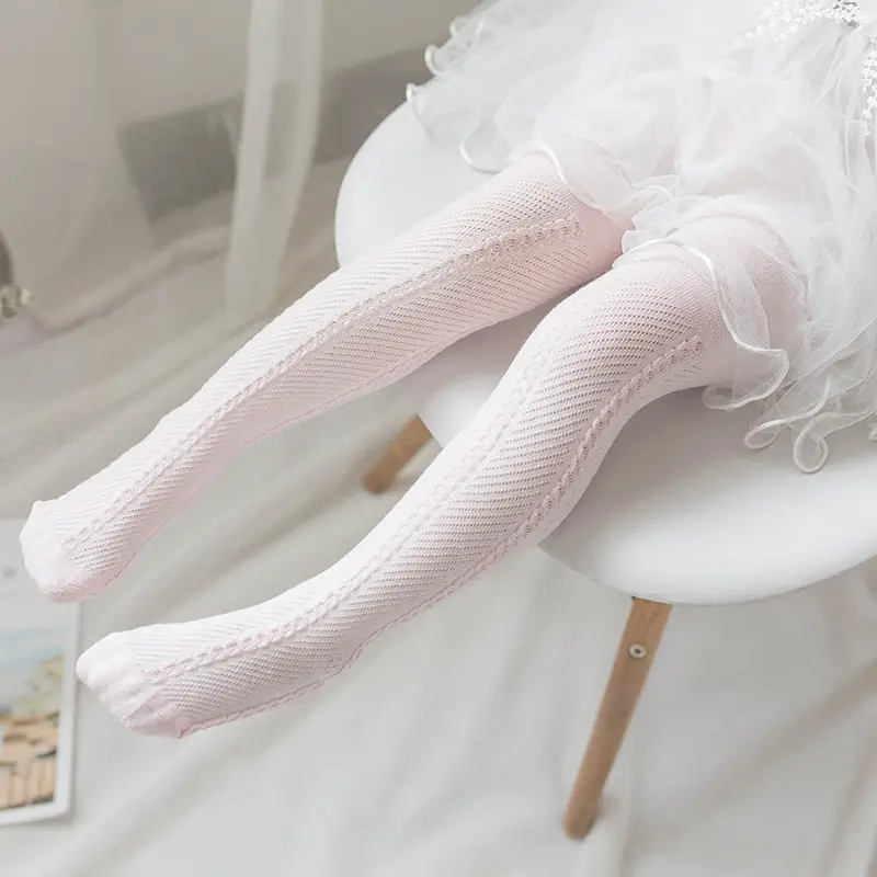 White Mesh Pantyhose for Girls 6-12M Spring Summer