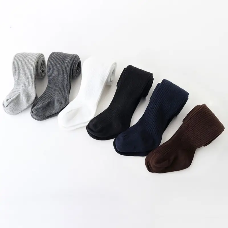 Baby Girls Ribbed Cotton Pantyhose Autumn Winter Multi Colors