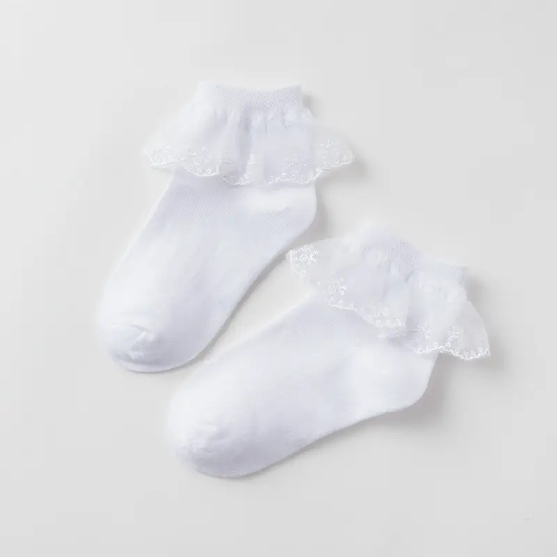 Girls Cotton Lace Socks White 1-3Yr