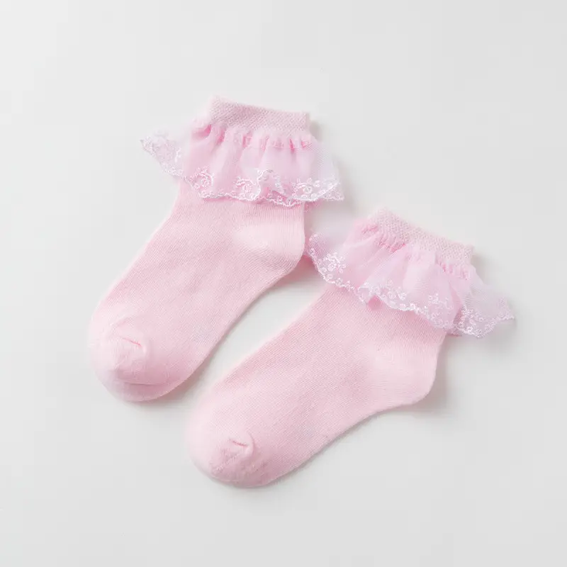 Girls Cotton Lace Socks White 1-3Yr