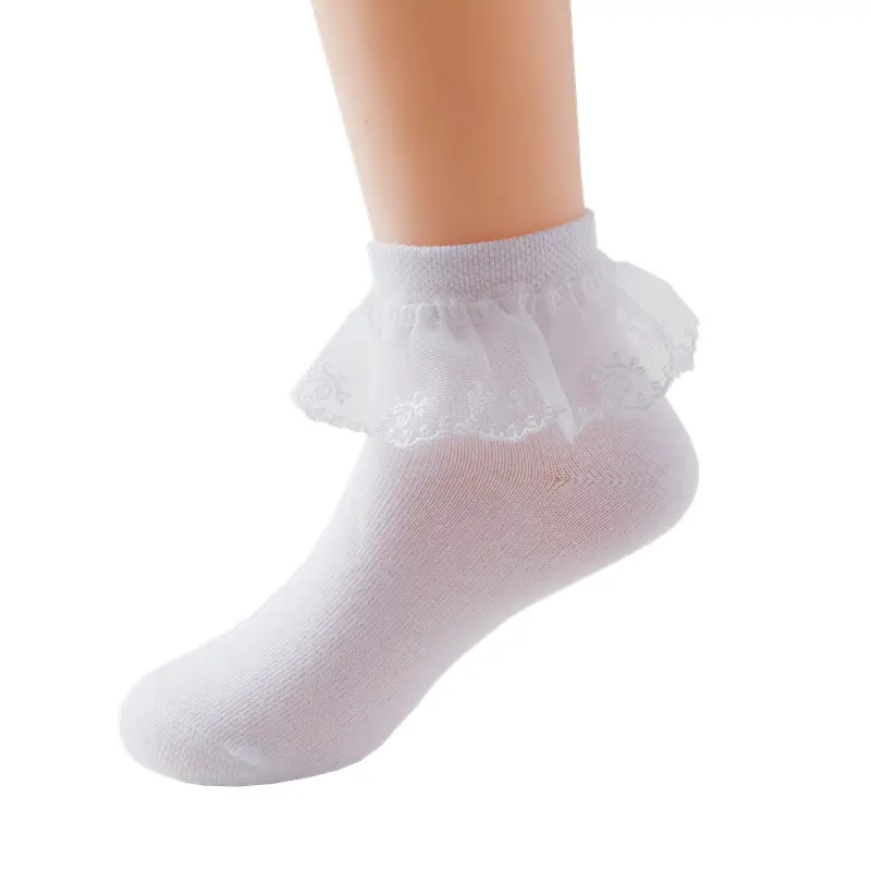 Girls Cotton Lace Socks White 1-3Yr