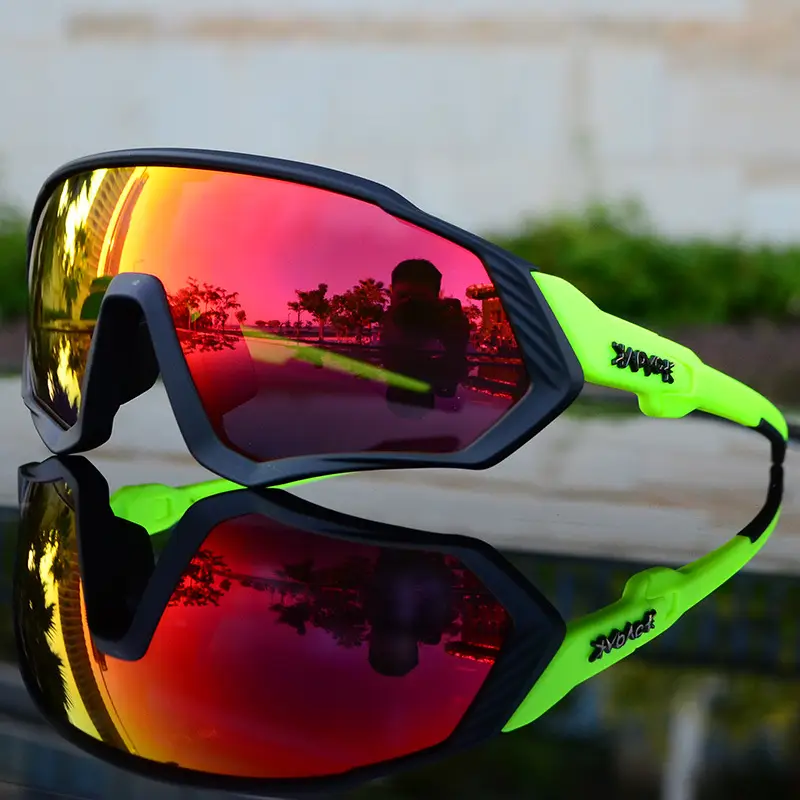 Black Riding Glasses with Red Mirrored Lenses for Wind & UV Protection