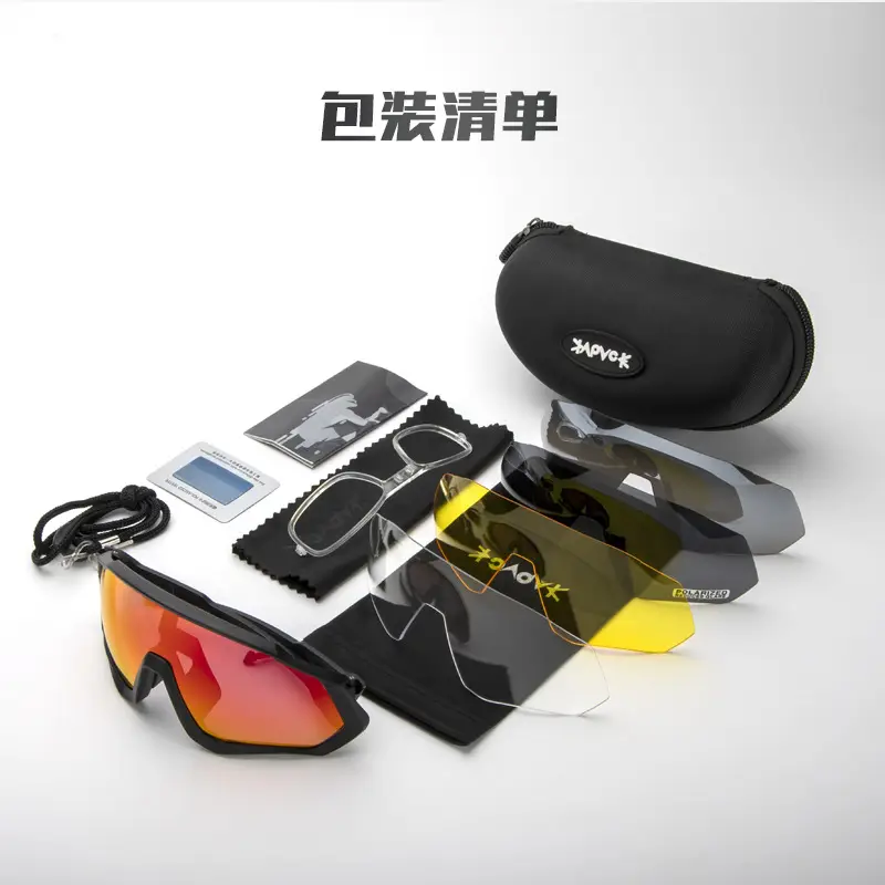 Black Riding Glasses with Red Mirrored Lenses for Wind & UV Protection