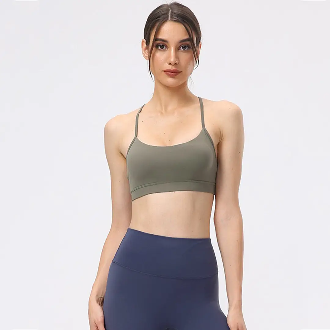 Women's Yoga Sports Bra Alpine White Nylon Detachable Pads