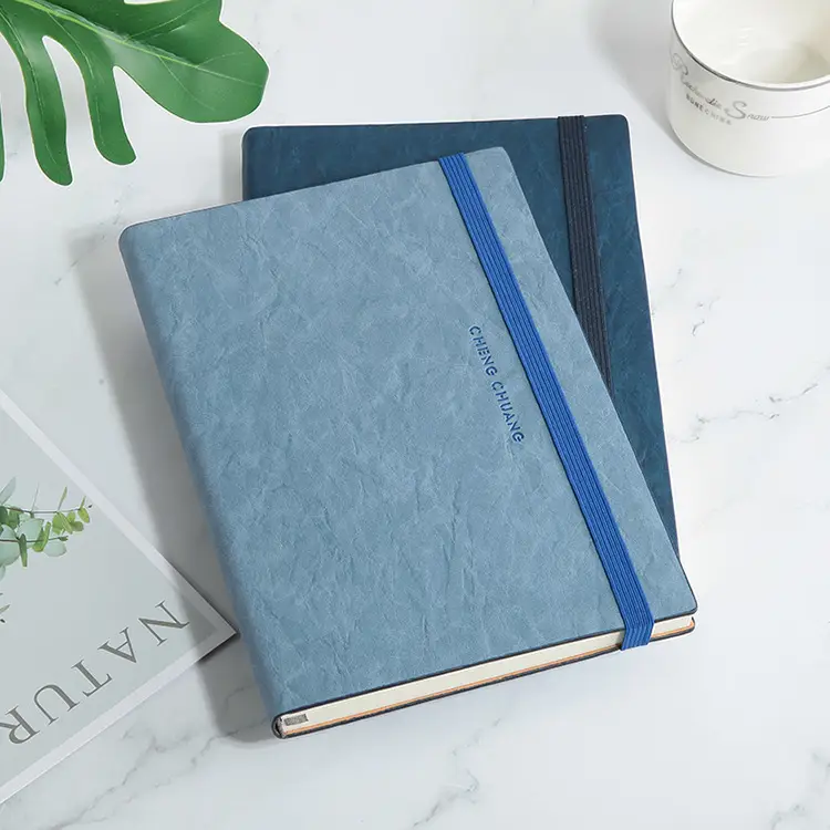 A5 Leather Business Notebook with Custom Logo Strap