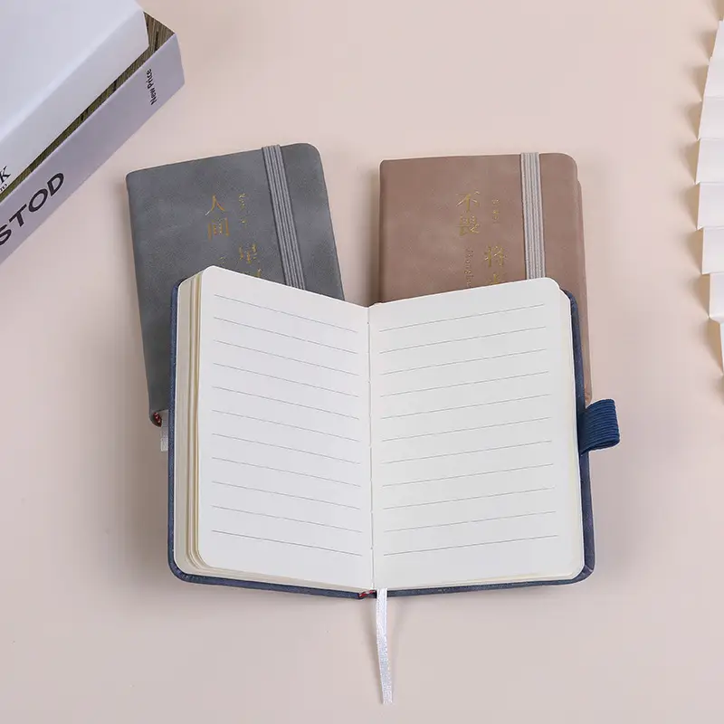 A6A7 Leather Notebook with Elastic Strap, Multi-Color, Student Study Journal