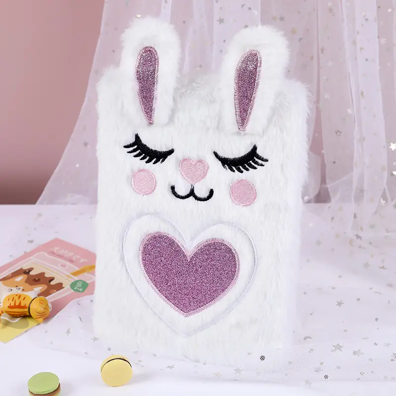 Cute Bunny Plush A5 Notebook for Kids