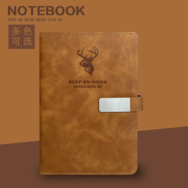 A5 Leather Business Notebook with Elk Head Design
