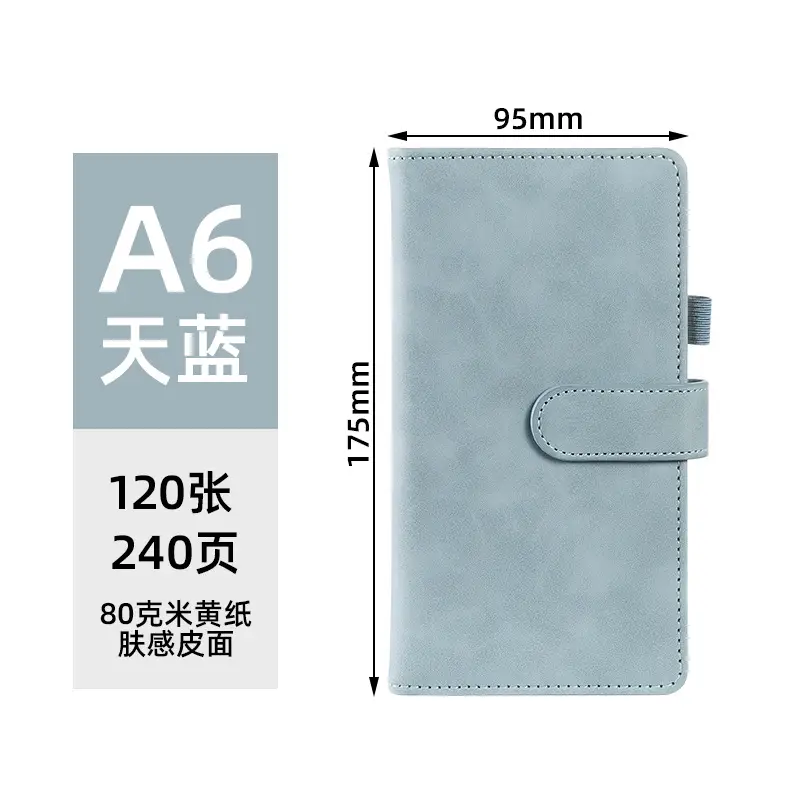 A5 Leather Notebook with Pen Gift Set Sky Blue