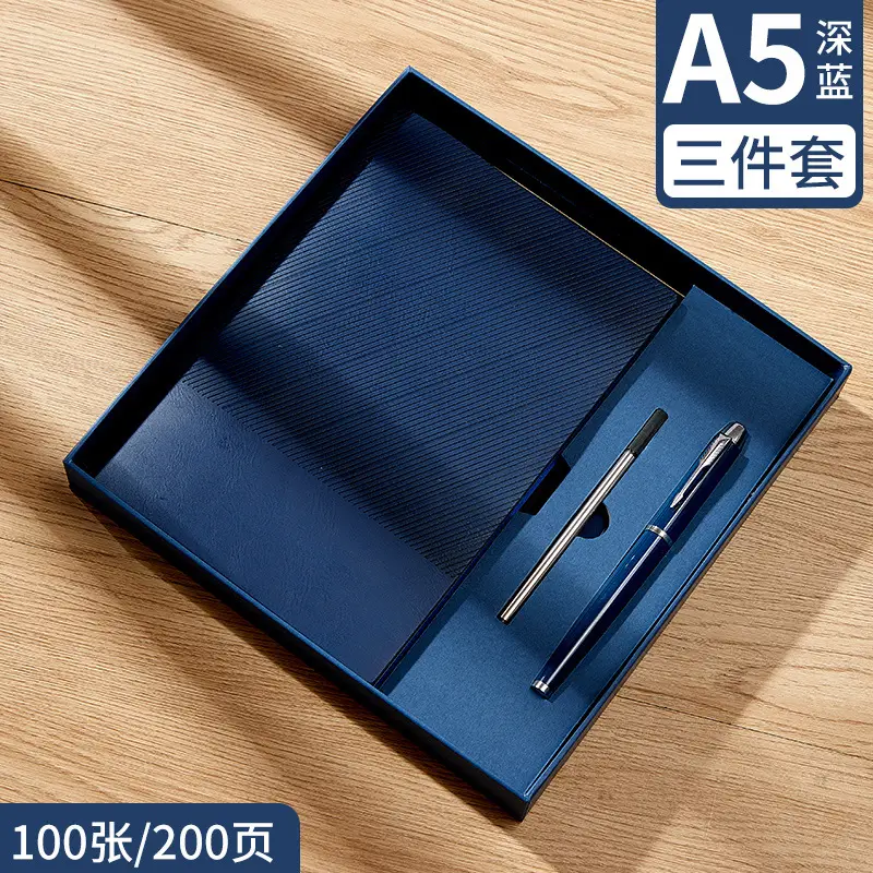 Customizable Business Notebook Gift Set Dark Blue A5