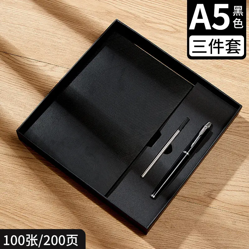 Business Notebook Gift Set A5 Black Custom Logo