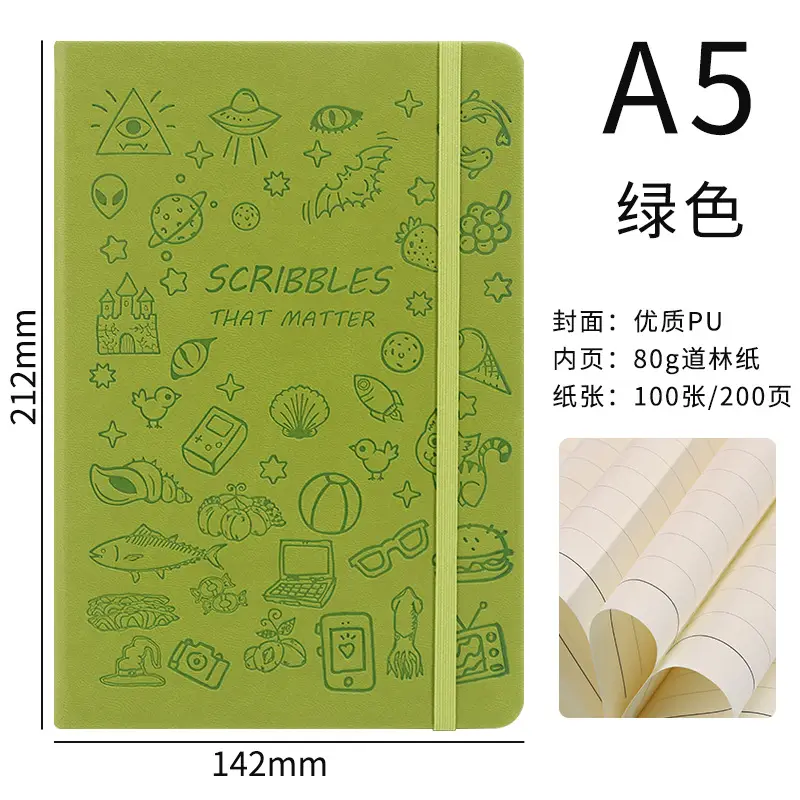 Cute Stamped Soft Leather Notebook A5/A6 Pink