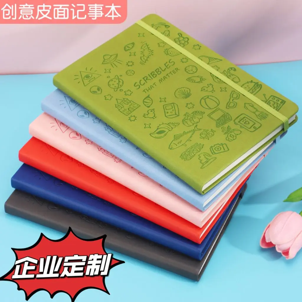 Cute Stamped Soft Leather Notebook A5/A6 Pink