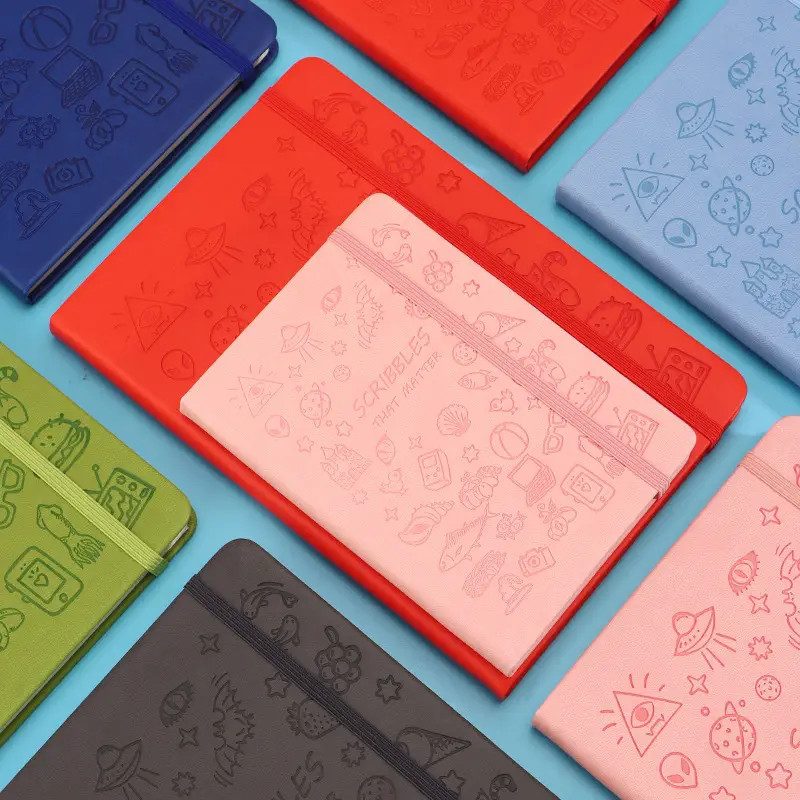 Cute Stamped Soft Leather Notebook A5/A6 Pink