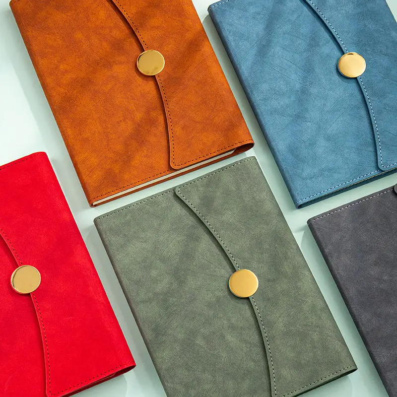 A5 Green Leather Notebook Set with Pen & Clip