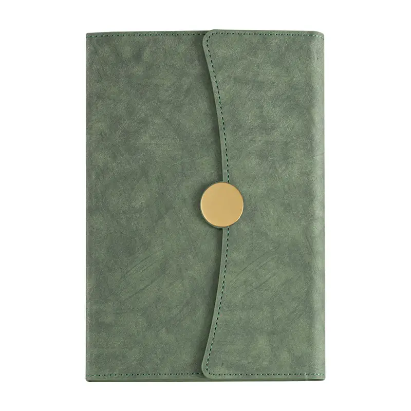 A5 Green Leather Notebook Set with Pen & Clip