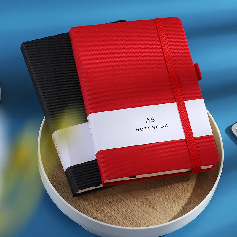 A5 Planner Notebook with Strap, Blue & Brown, Durable & Stylish