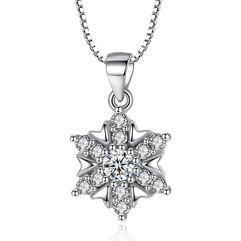 Women Silver Plated Snowflake Pendant Necklace