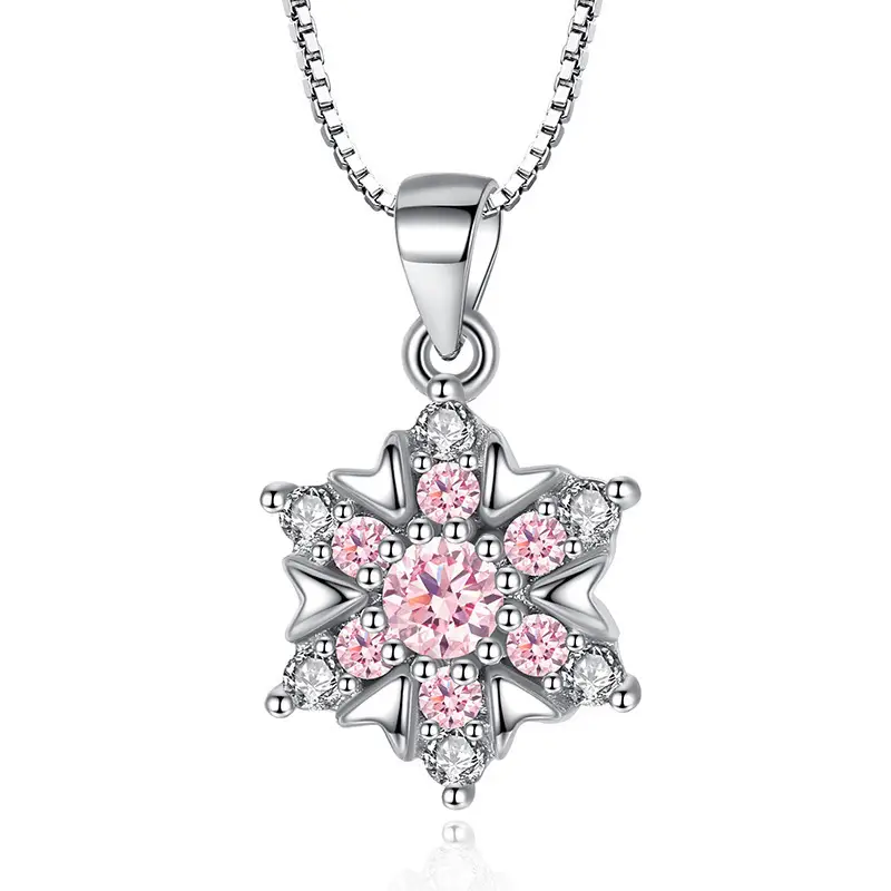 Women Silver Plated Snowflake Pendant Necklace