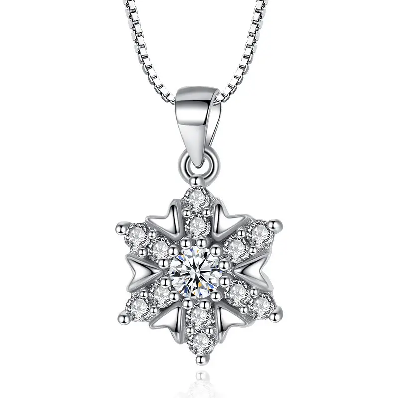 Women Silver Plated Snowflake Pendant Necklace
