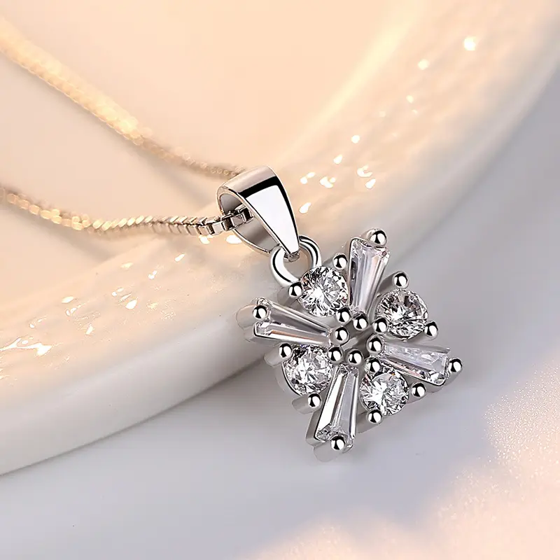 Silver Geometric Rubik's Cube Necklace for Daily Wear
