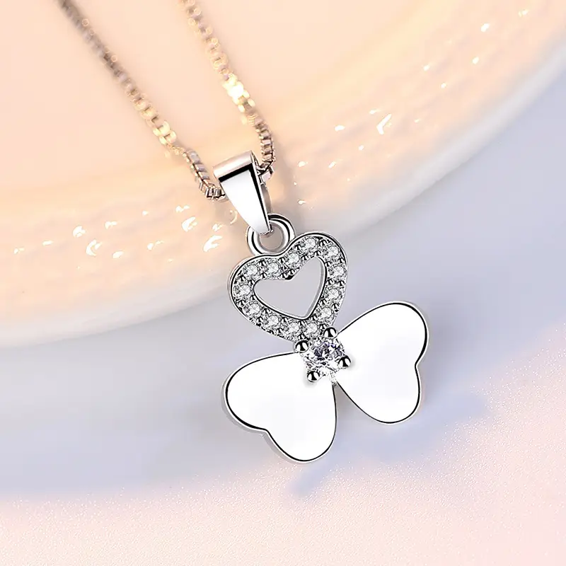 Women Silver Plated Zircon Pendant Necklace