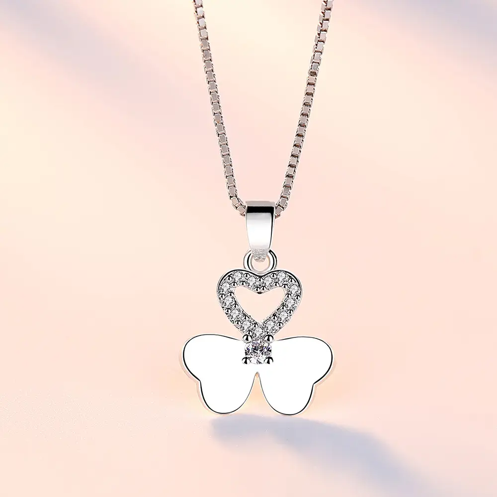Women Silver Plated Zircon Pendant Necklace