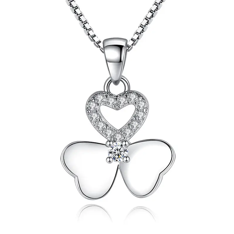 Women Silver Plated Zircon Pendant Necklace