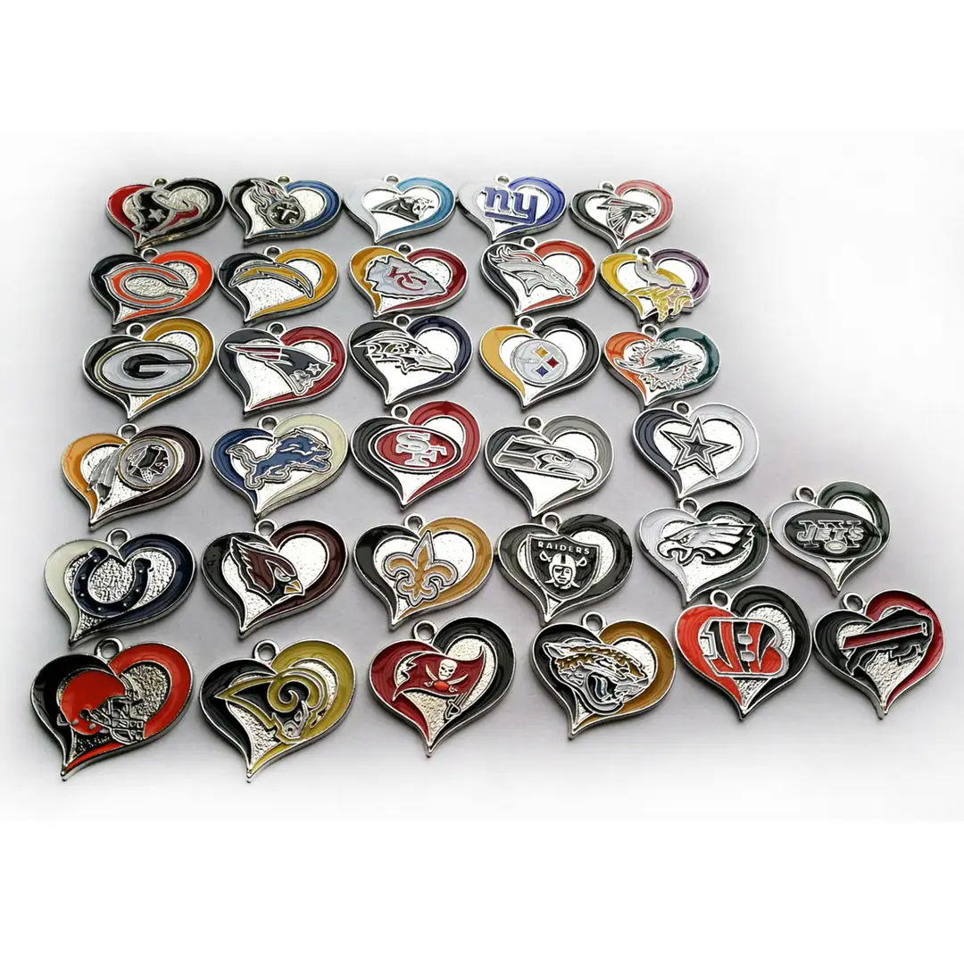 Zinc Alloy Team Logo Heart Jewelry for Daily Wear