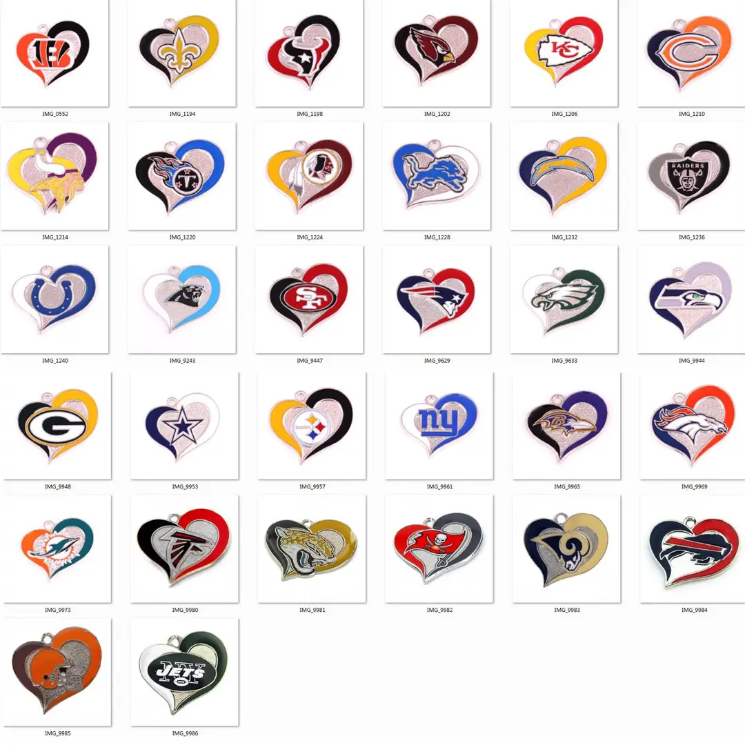 Zinc Alloy Team Logo Heart Jewelry for Daily Wear