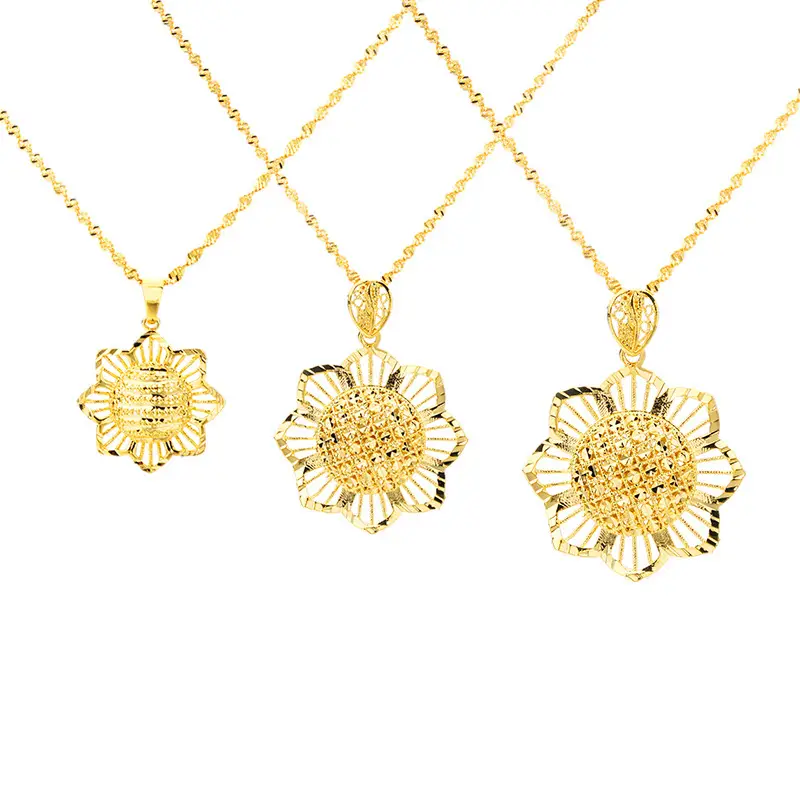 Women Gold Sunflower Pendant Retro Ethnic Jewelry