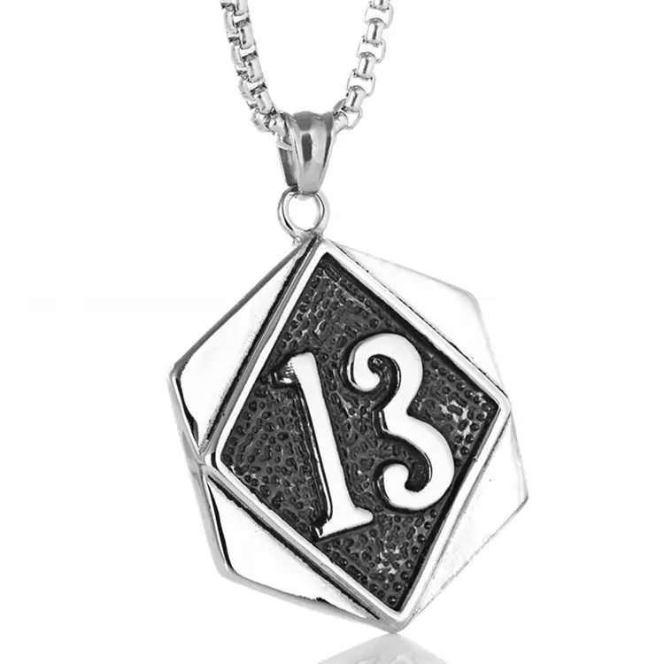 Stainless Steel Digital 13 Pendant Necklace for Men
