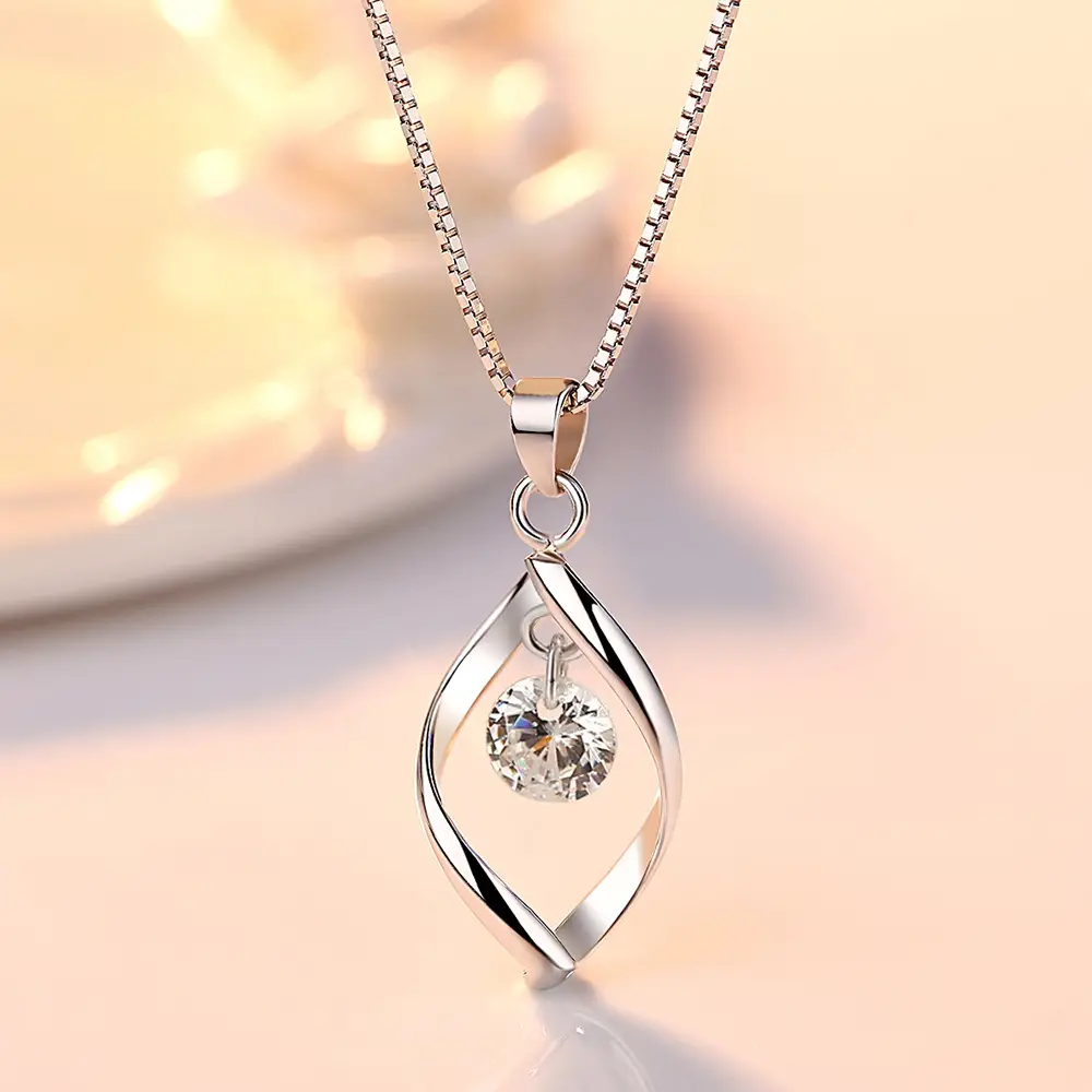 Silver Rotating Love Necklace for Women Korean Style