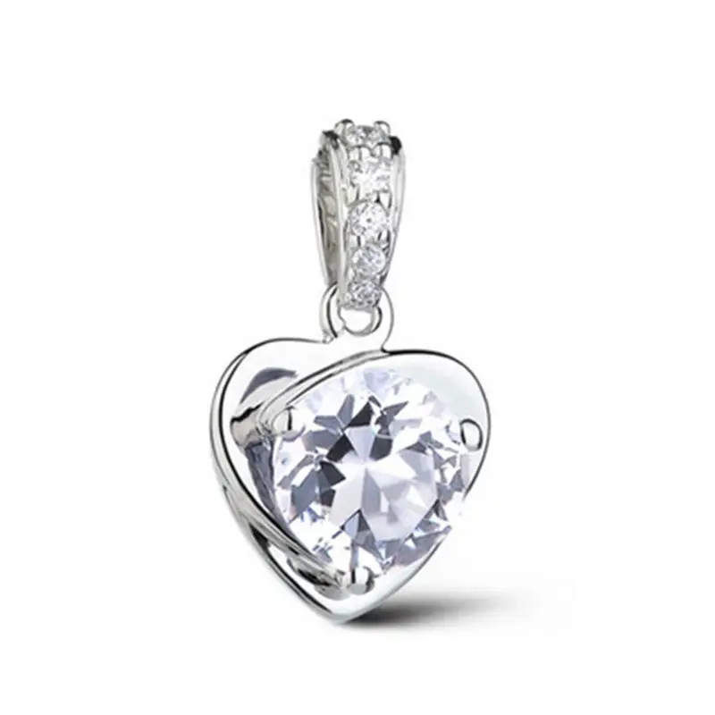Purple Heart Crystal Necklace for Women Korean Style