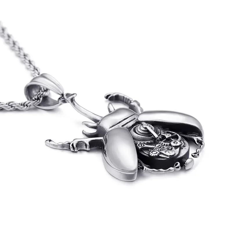 Men Mechanical Gear Beetle Pendant Stainless Steel