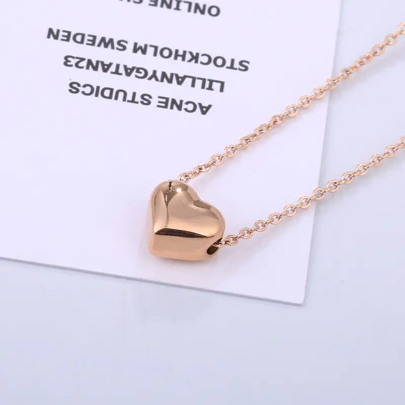 Women Heart Necklace Gold Rose Silver Collarbone Chain