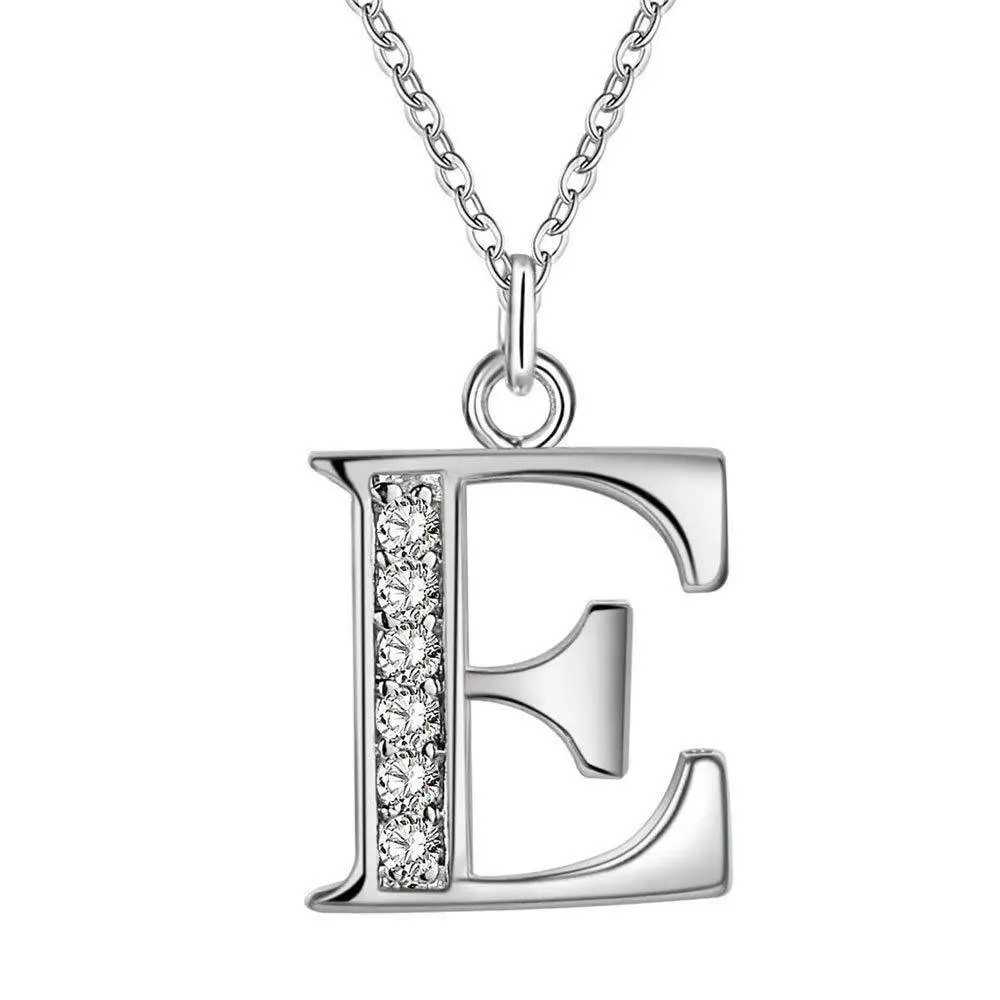 Diamond Letter B Necklace for Women Silver Fashion Jewelry