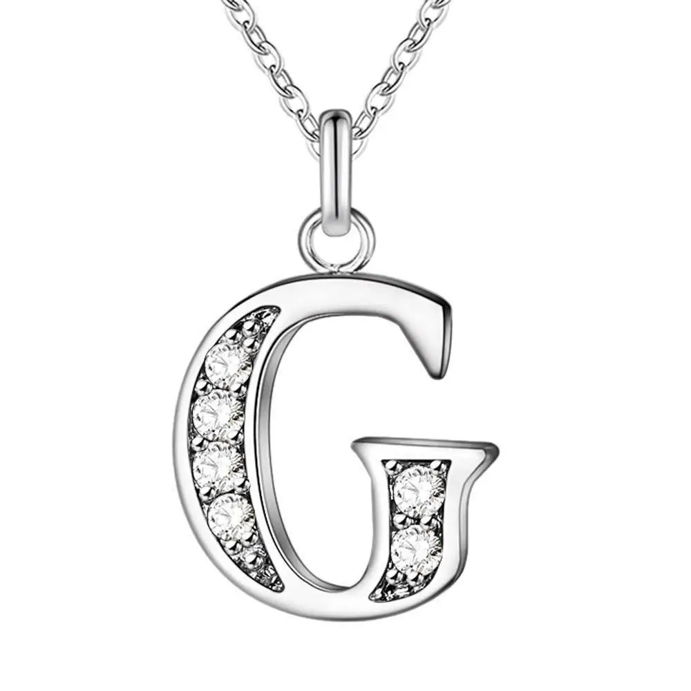 Diamond Letter B Necklace for Women Silver Fashion Jewelry
