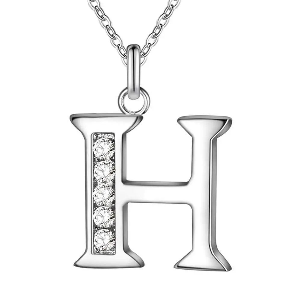 Diamond Letter B Necklace for Women Silver Fashion Jewelry