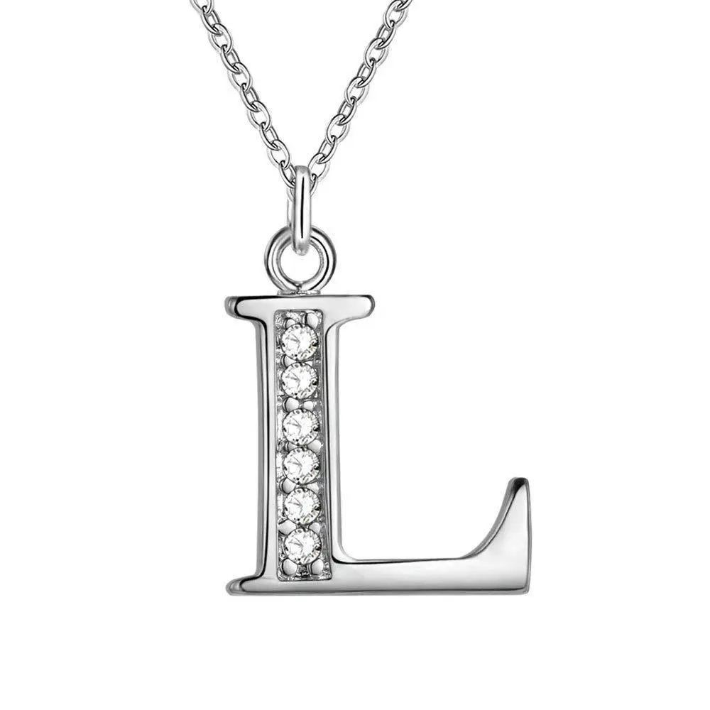 Diamond Letter B Necklace for Women Silver Fashion Jewelry