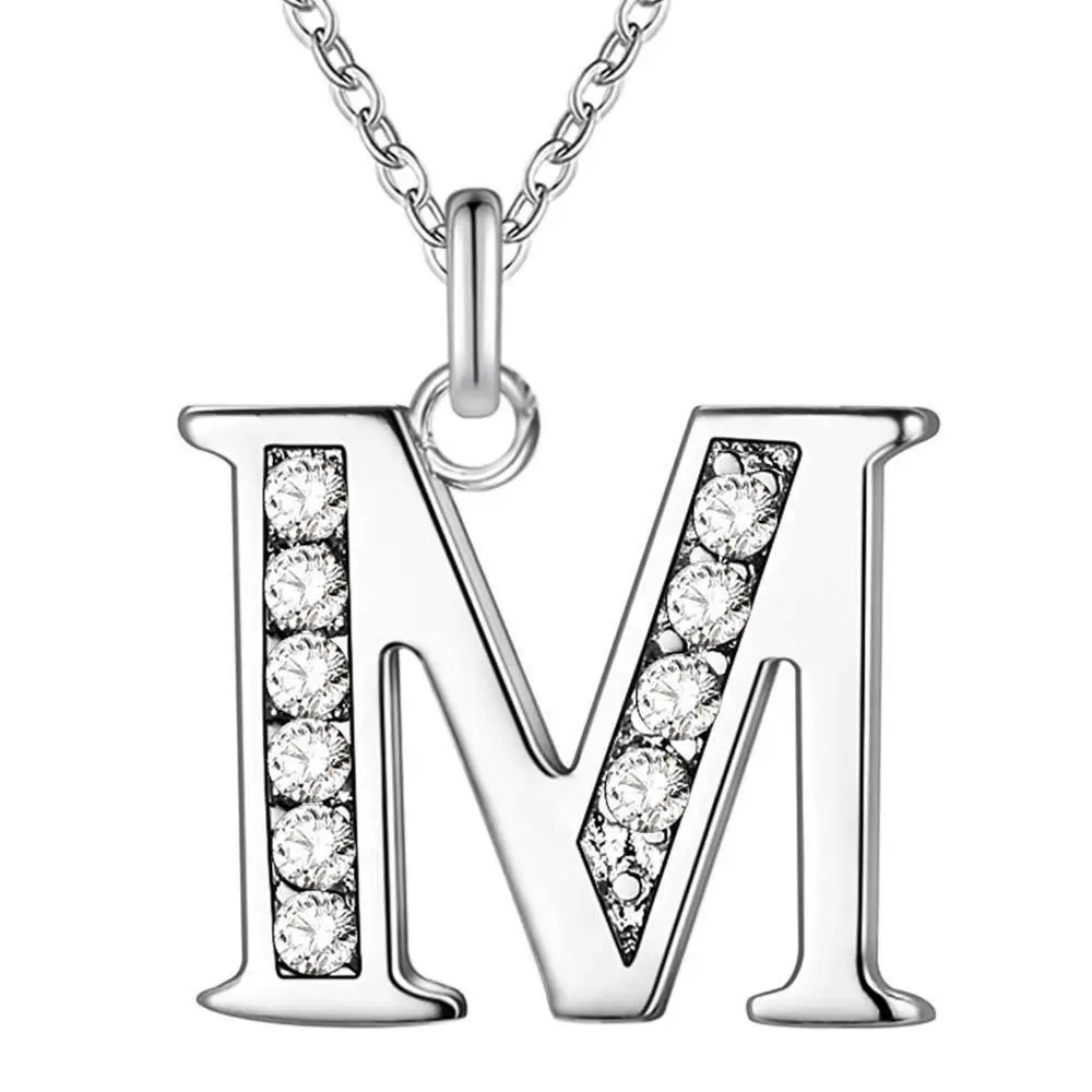 Diamond Letter B Necklace for Women Silver Fashion Jewelry