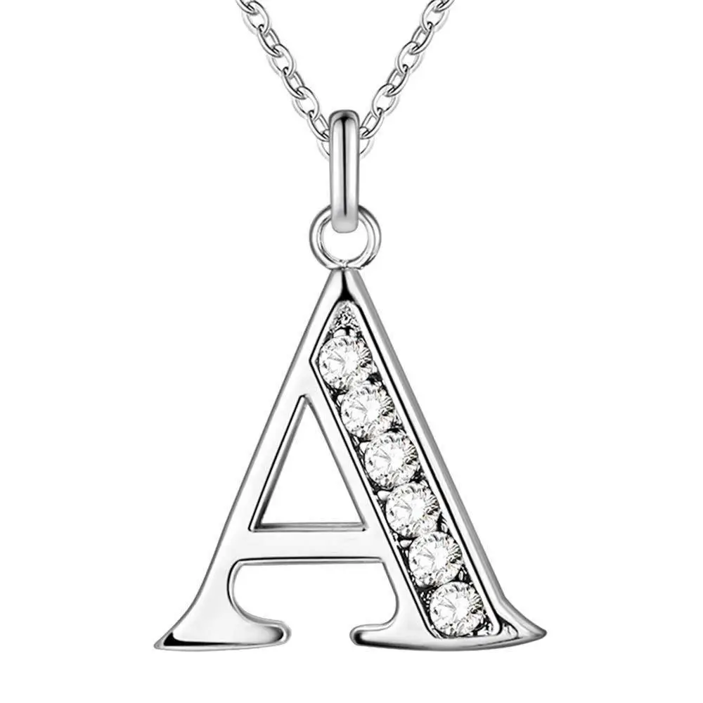 Diamond Letter B Necklace for Women Silver Fashion Jewelry