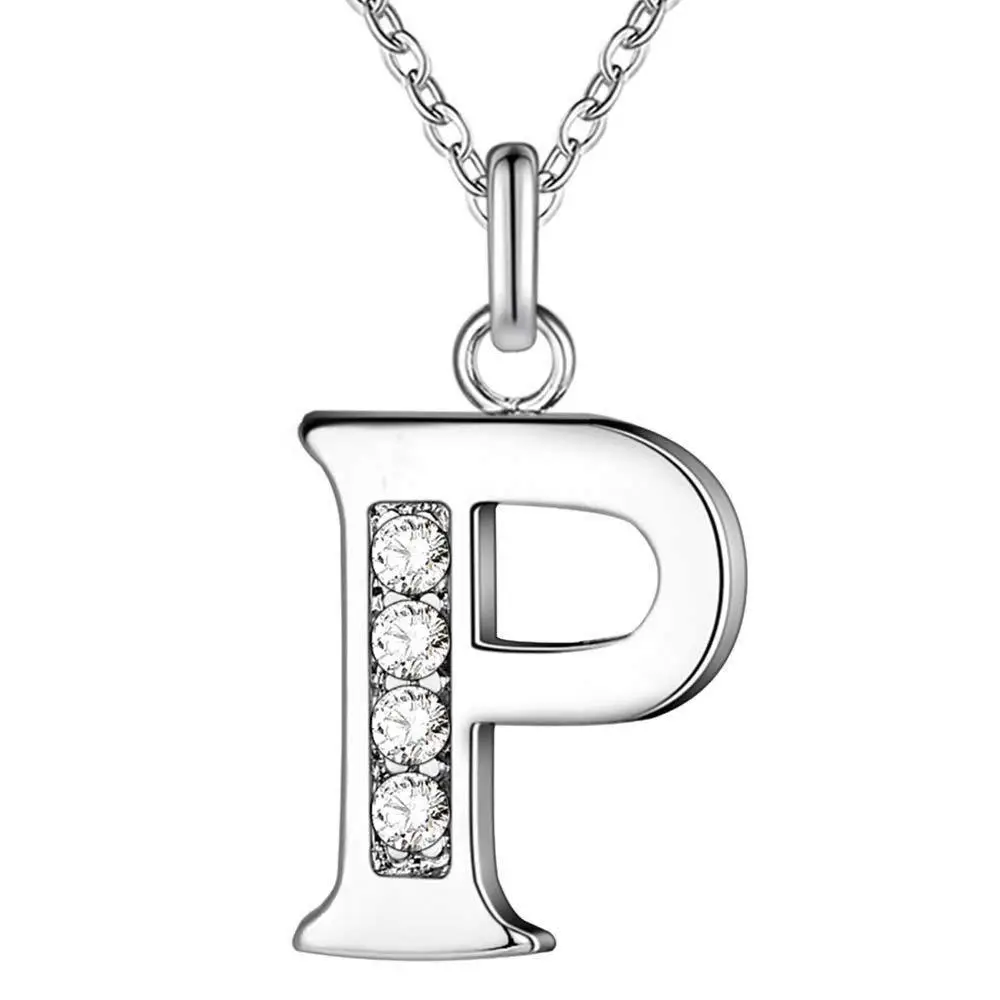Diamond Letter B Necklace for Women Silver Fashion Jewelry