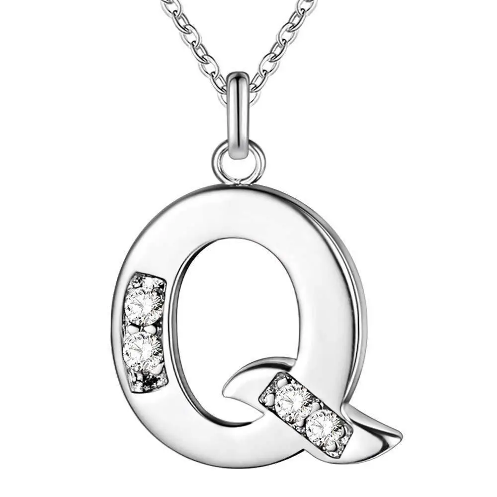 Diamond Letter B Necklace for Women Silver Fashion Jewelry